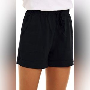 Women Casual Cotton Shorts Drawstring Comfy Elastic Waist Shorts with Pockets